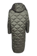Contrast Lining Padded Coat - Forest/black