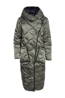 Contrast Lining Padded Coat - Forest/black