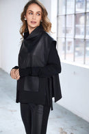 Side Tie Details Leatherette Top - Black