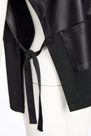 Side Tie Details Leatherette Top - Black