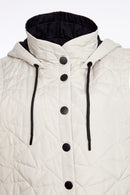 Contrast Zip Padded Long Line Gilet - Taupe/black