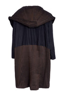 Contrast Stripe Hem LongLine Jacket - Black/cocoa