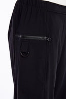 Zip Detail Wide Leg Trouser - Black