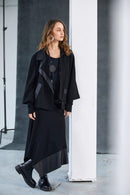 Leatherette Collar Wrap Jacket - Black