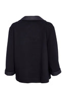 Leatherette Collar Wrap Jacket - Black