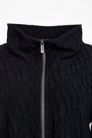 Embossed High Neck Jacket - Black