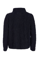 Embossed High Neck Jacket - Black