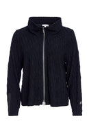 Embossed High Neck Jacket - Black