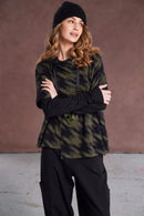 Houndstooth Knit High Neck Top - Moss