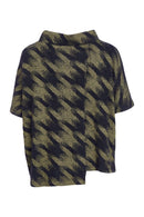 Houndstooth Knit High Neck Top - Moss