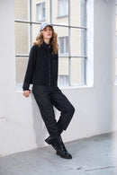 Short High Neck Zip Jacket - Black/white