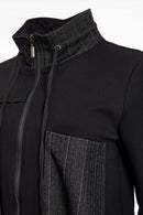 Short High Neck Zip Jacket - Black/white
