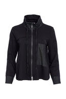 Short High Neck Zip Jacket - Black/white