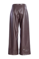 Wide Leg Leatherette Trouser - Cocoa