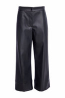 Wide Leg Leatherette Trouser - Black