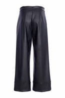 Wide Leg Leatherette Trouser - Black