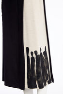 Placement Print Mock Wrap Skirt - Black/sand