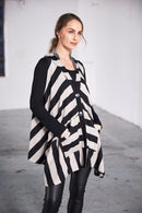 Wide Angled Stripe Waistcoat - Black/taupe