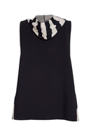 Wide Angled Stripe Waistcoat - Black/taupe
