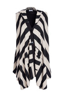 Wide Angled Stripe Waistcoat - Black/taupe