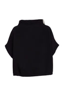 Wide Stripe Placket Top - Black/taupe