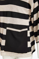 Contrast Sections High Neck Top - Black/taupe