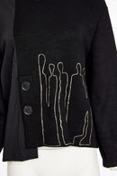 Contrast Hood Placement Print Top - Black/sand