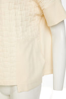 Naya Waffle Effect High Neck Top - Cream