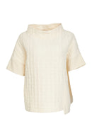 Naya Waffle Effect High Neck Top - Cream