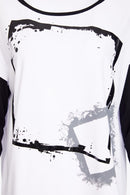 Contrast Sleeve Placement Print Top - White/black