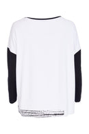 Contrast Sleeve Placement Print Top - White/black