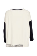 Contrast Sleeve Placement Print Top - Sand/black