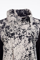 Cutaway Collar Mottled Print Top - Taupe/black