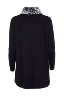 Cutaway Collar Mottled Print Top - Taupe/black