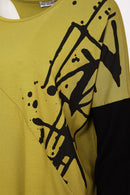 Front AngleSeam Placement Print Top - Avacado/black