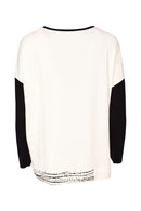 Contrast Sleeve Placement Print Top - Black/choko
