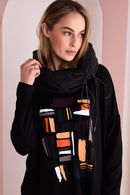 Colour Block Placement Print Top - Black/clove