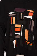 Colour Block Placement Print Top - Black/clove