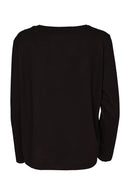 Color Inset Bands Round Neck Top - Black/thyme