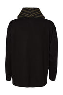 Stripe Drawstring Neck Top - Black/avacado