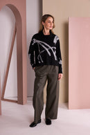 Pull Up Leatherette Trouser - Thyme