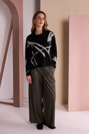 Pull Up Leatherette Trouser - Thyme