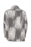 Print Square Shape High Neck Top - Off White/black