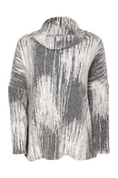 Print Square Shape High Neck Top - Off White/black