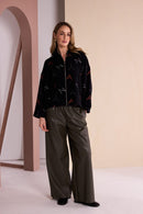 Pull Up Leatherette Trouser - Thyme