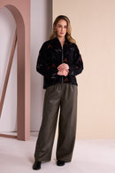 Pull Up Leatherette Trouser - Thyme