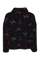 Hooded Print Jaquard Jacket - Black/tigerlily