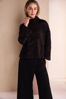 Placement Print High Neck Top - Black/choko