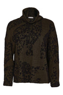 Placement Print High Neck Top - Black/thyme