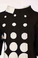 Cutaway Collar Spot Print Top - Black/sand
